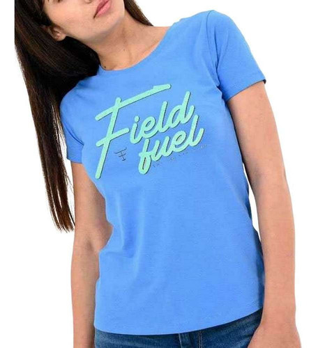 Camiseta Feminina Texas Farm Azul Clássico Estampada