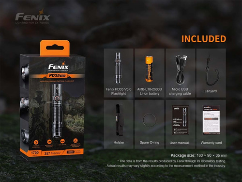 Imagen 9 de 10 de Linterna Tactica Led Fenix Pd35 V3.0 1700 Lumens 360 Mts
