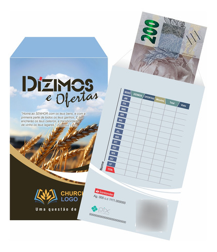Envelope De Dízimo E Oferta Com Tabela Anual 200 Unid