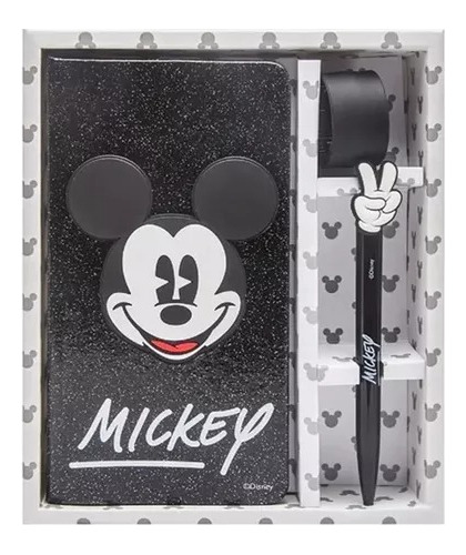 Set De Regalo Libreta Mickey Mouse Y Lapicera, Regla Mooving