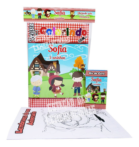 40 Kits Revista Livro De Colorir Pintar + Giz Personalizado