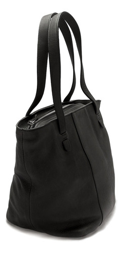 Cartera Tote Bag Dama Mujer Cuero Guido Cómoda Artesanal Color Negro Correa De Hombro Negro Diseño De La Tela Lisa