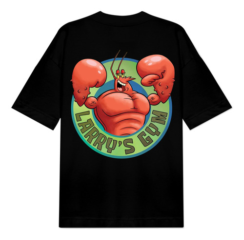 Camiseta Gym Oversize Larry's Gym Bob Esponja Estampada