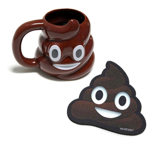 Acabajo Deco Set Emoji Popó: Taza Y Posataza