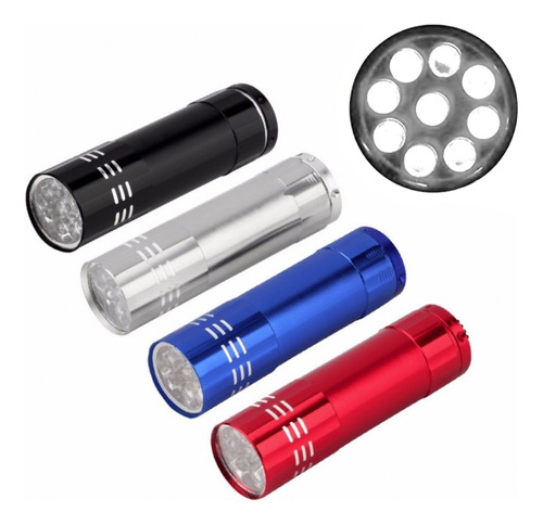 Pack X6 Linterna Led De Bolsillo Aluminio 9 Leds Impermeable