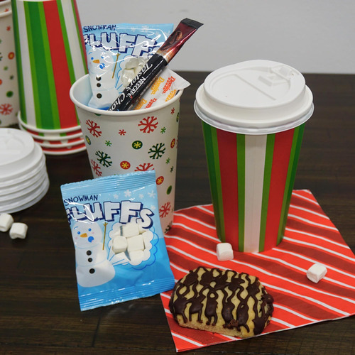 4es Vasos De Papel Navideños Desechables De 16 Oz Con Tapas