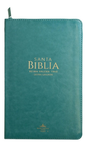 Biblia Rvr 1960 Letra Grande Imit Piel Turquesa Con Cierre