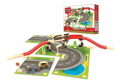 Imagen 4 de 4 de Trencity Kit Ecotown Pista P/ Armar Ciudad 44 Pzas Madera Ed