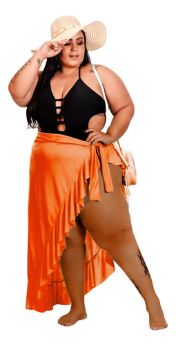 Saia Saída De Praia Pareô Plus Size  Amarrar Envelope Canga Cor 3659 Tamanho Gg