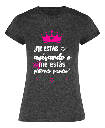 Playera Jaspe Mujer - Frase De Mamá -pidiendo Permiso Blanco