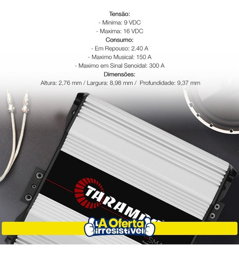 Imagem 8 de 10 de Modulo Taramps Class D Smart 3000w Rms 1 Canal 2 Ohms Loi