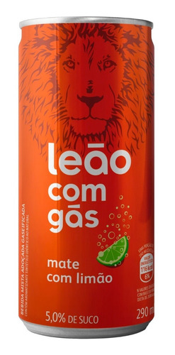 Chá Leão Com Gás Sabor Mate Com Limão - Pack 6 Latas 290ml