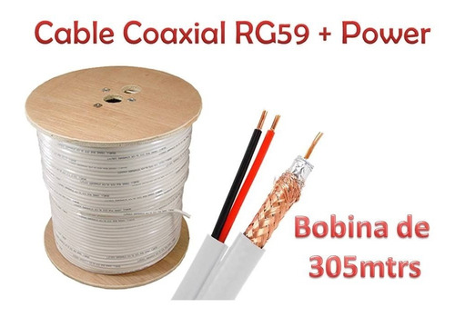 Cable Coaxial  Rg59 + Power De 305mtrs
