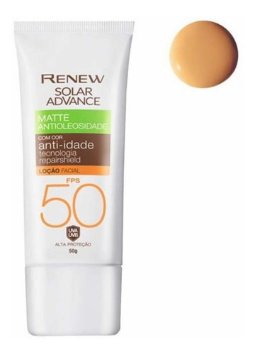 Protetor solar Avon Renew Solar Advance matte com cor media 50gr