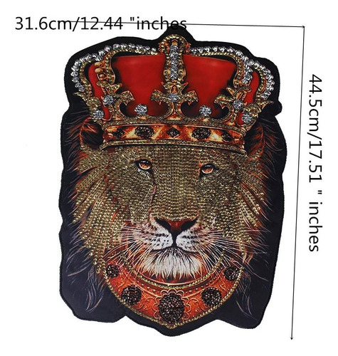 Patch De Cabeza De León Con Corona Real Estilo King Big