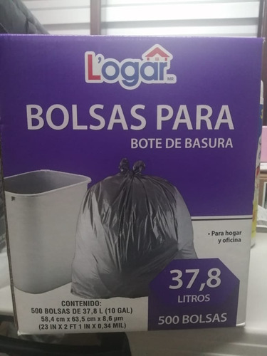 500 Bolsas Para Basura 37.8 L Biodegradables Hogar U Oficina Color Gris