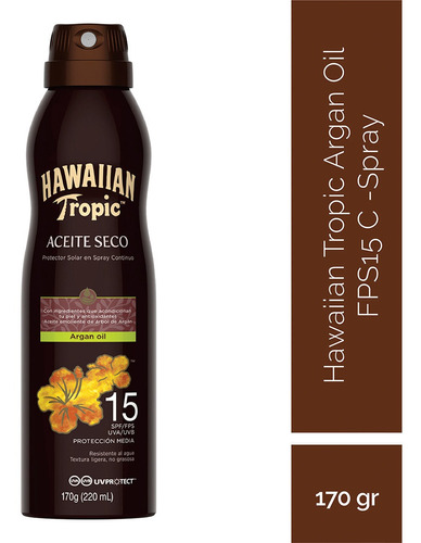 Bronceador en Spray Hawaiian Tropic Argan Oil FPS 15, 170g