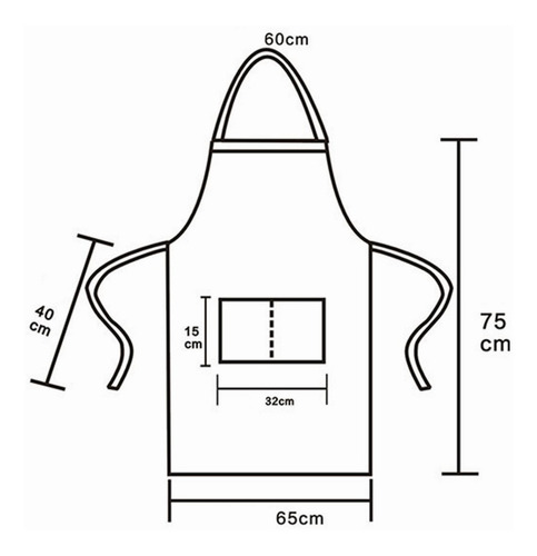 10 Mandiles 3 Bolsas Negro Gabardina Ligera Delantal Algodón Diseño De La Tela Ninguno