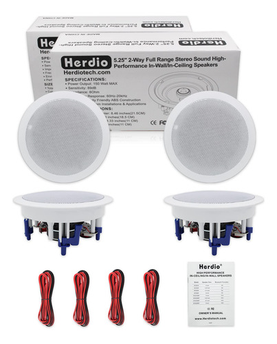 Ceiling Speakers Herdio 5.25'' 150w 8 Ohms Passive Wired X4