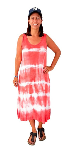Imagen 1 de 7 de Vestido Batik Largo Azul
