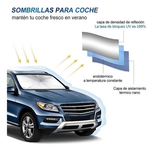 . Coche Parasol Parabrisas Retráctil Protección Cubre Para