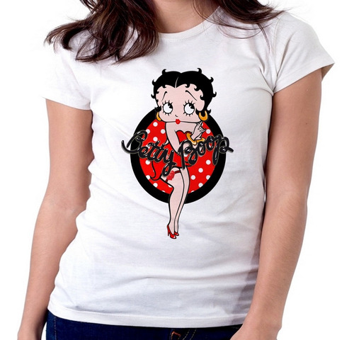 Blusa Baby Look Betty Boop Petit Poa Bolinhas Menina Mulher