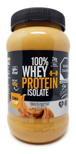 Imagen 1 de 8 de Crema De Cacahuate Natural + Whey Protein Isolate 480g.