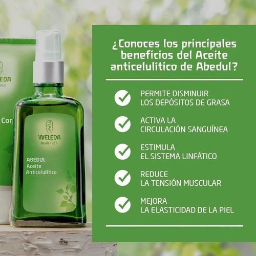 Aceite Abedul Celulitis Weleda - Tonifica, Reafirma - Vegano Tipo De Envase Vidrio Fragancia Abedul Tipos De Piel Todas