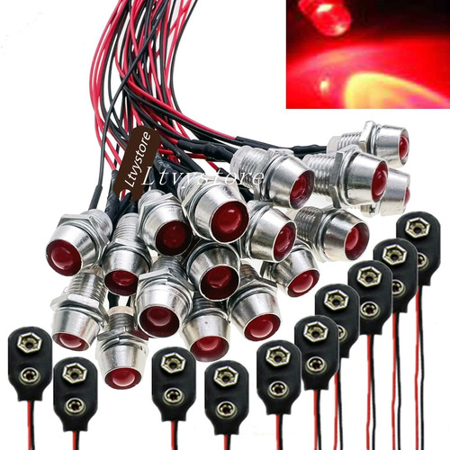 Ltvystore 5mm 24v Led Rojo Precableado Lampara Precableada +