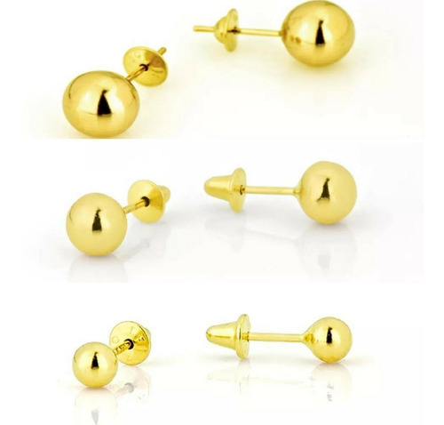 Kit Brinco Bola / Bolinha 9mm, 5mm, 3mm Ouro 18k C/ Garantia