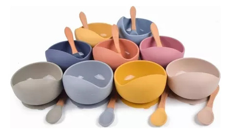 Conjunto De 5 Utensílios De Mesa De Silicone Para Bebês