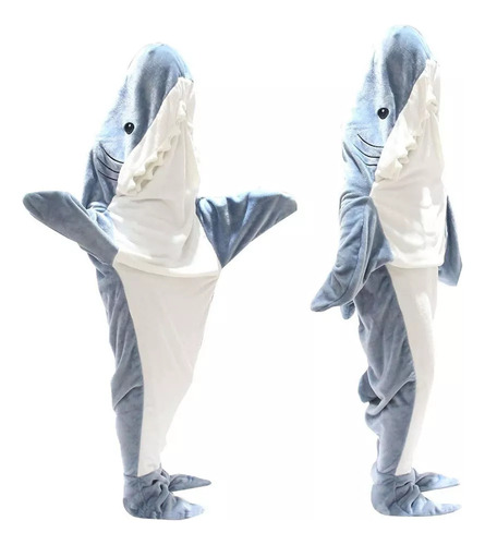 Manta De Franela Con Capucha Shark 190 X 120 Cm