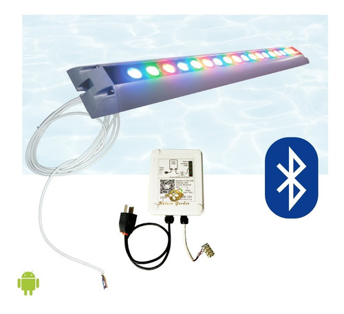 Imagen 1 de 9 de Kit Luz Barra Led Bluetooth Rgb 26w Pileta 3x6 55cm Premium