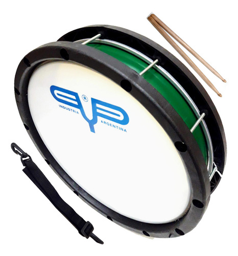 Redoblante Chato 12 Pyp (tarol) Con Correa Y Palillos Casco Negro