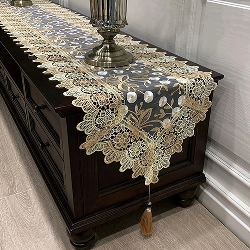 Mantel Rectangular De Encaje Con Flores Para Cocina, Comedor