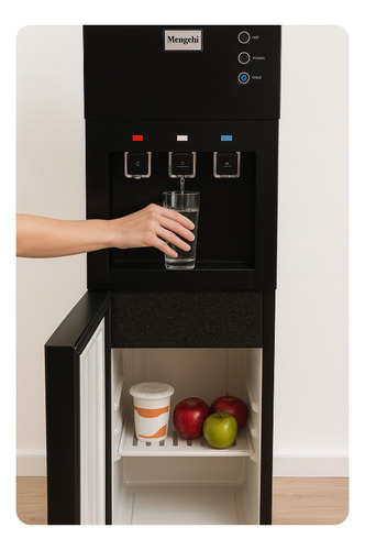 Dispenser De Agua Con Frigo Bar Frio,calor Natural Elegante Negro