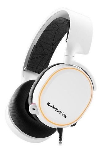 Fone de ouvido on-ear gamer sem fio SteelSeries Arctis 5 branco com luz  rgb LED