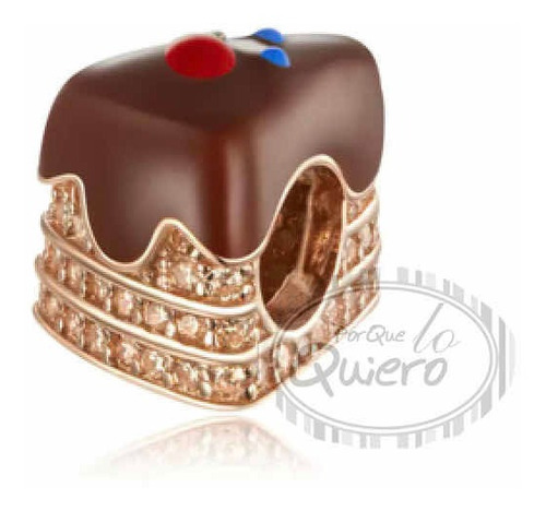 Charm 100% Plata 925 Pastel Chocolate Cumpleaños Par Pandlda