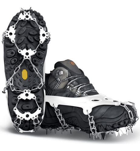 Crampones Para Botas De Nieve, 24 Puntas. Talle Xl - Blanco.