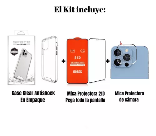 Case Space + Protector Pantalla + Mica para cámara iphone 12 Mini