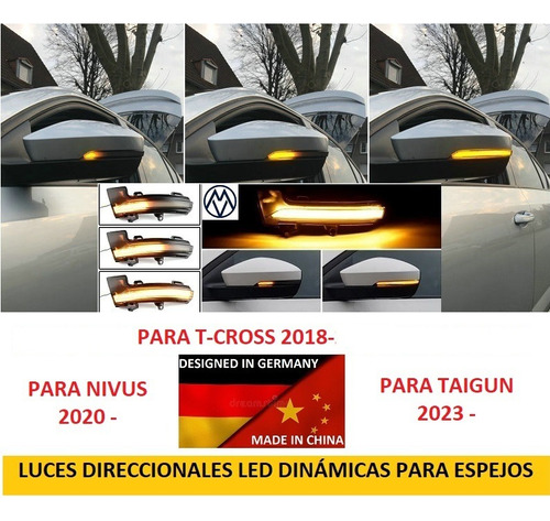 Direccionales Led Dinámicas Secuenciales Espejos Vw Taigun