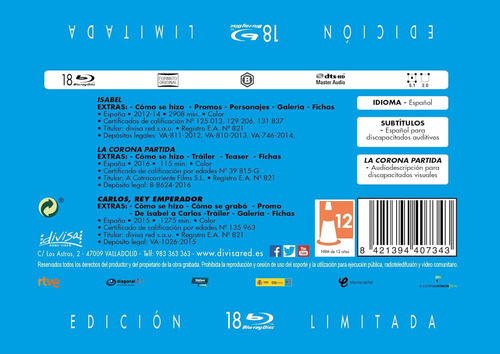 Isabel / Carlos Rey Emperador / La Corona Partida 18 Bluray