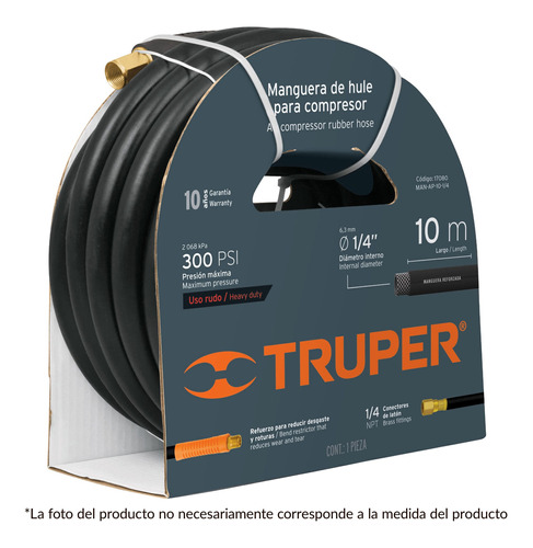 Manguera Compresor Hule 3/8'' X 15 Mt Alta Pres Truper 19017