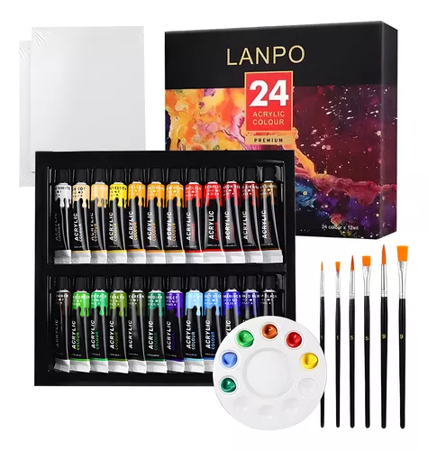 Norberg & Linden Acrylic Paint Set -12 Acrylic Paints 6 Paint Brushes for  Acrylic Painting 3 Painting Canvas Panels - Premium Art Supplies for Adults  Canvas Painting MD