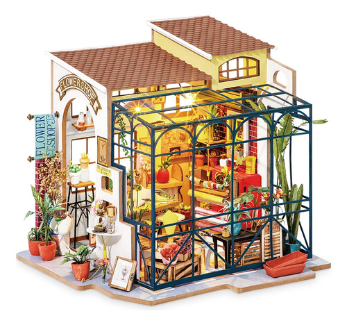 Kit De Casa De Muñecas En Miniatura Diseño De Tienda Flores