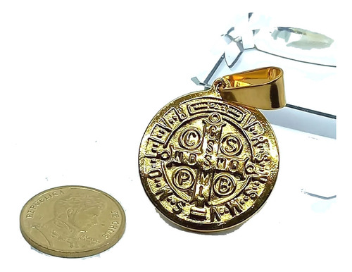 Medalla San Benito Dorado ++ Consagrada ++ Acero Modelo 4