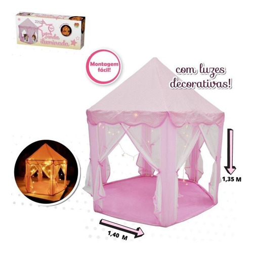 Barraca Infantil Tenda Iluminada Casinha Menina Com Luzes 