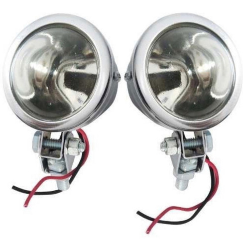 Par De Farol De Milha Neblina Auxiliar Cromado Olho De Boi