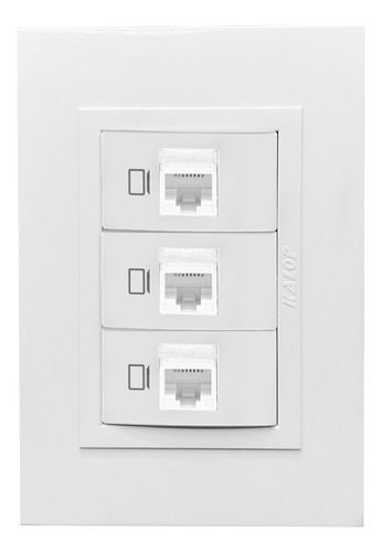 Llave De Luz Modulo Armado Con 3 Modulos Toma Rj45 Kalop Color Blanco Corriente Nominal 10 A Voltaje Nominal 220v