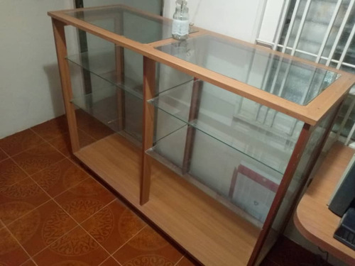 Vitrina De 3 Divisiones + Escritorio De Madera